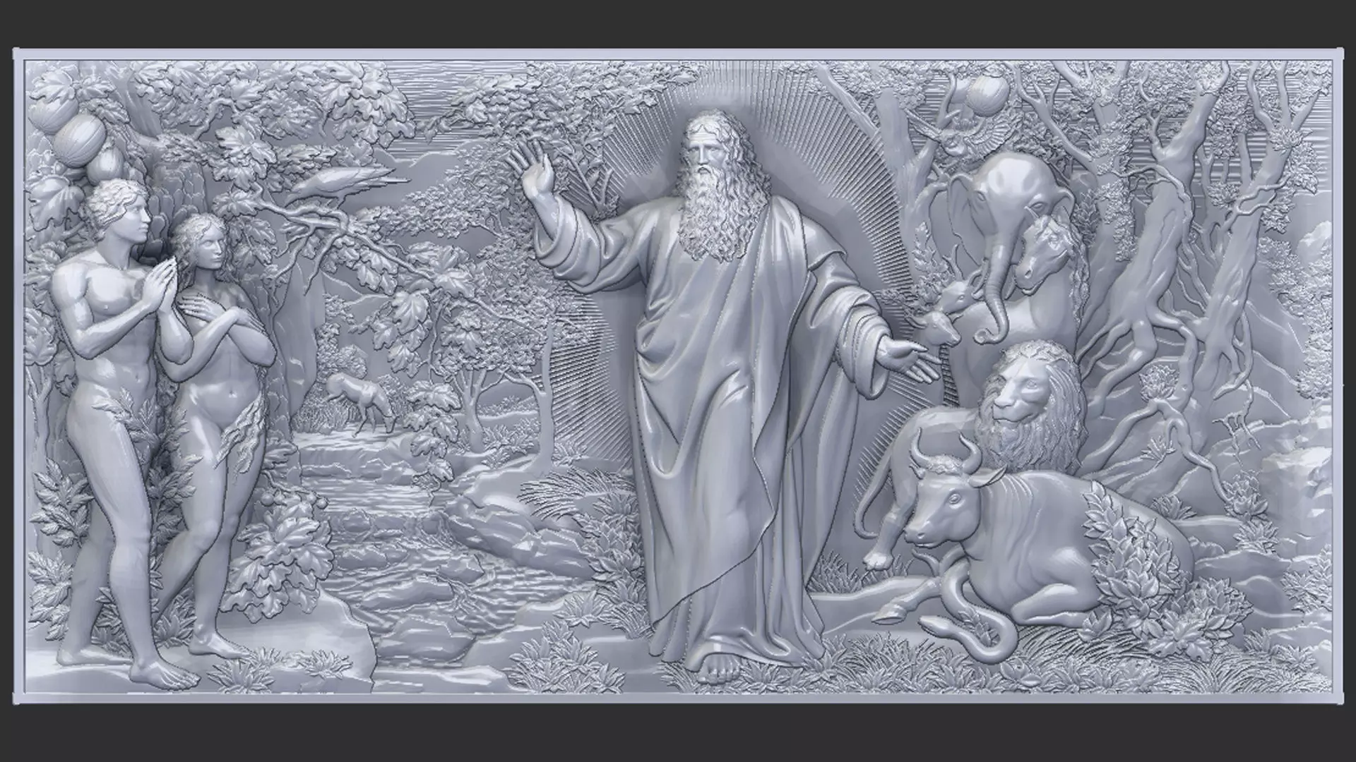 Paradise Adam and Eve with God 3D print model_0