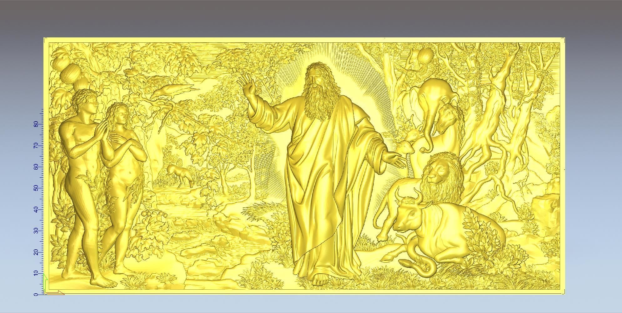 Paradise Adam and Eve with God 3D print model_5