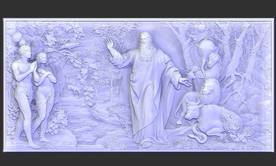 Paradise Adam and Eve with God 3D print model_15