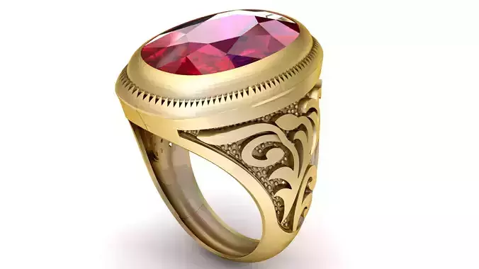 PRECIOUS RED RUBY MEN RING 3D PRINTABLE MODEL