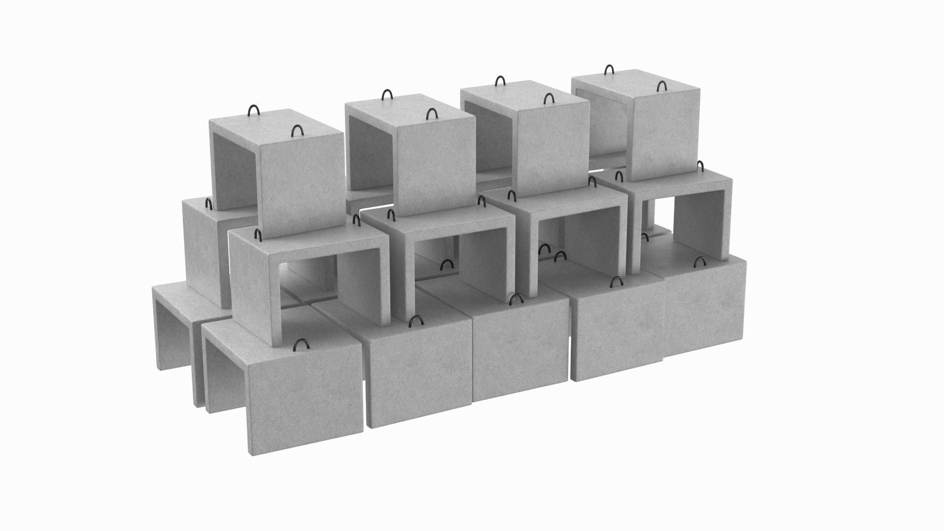 Stack Of Concrete Blocks 3D model_2