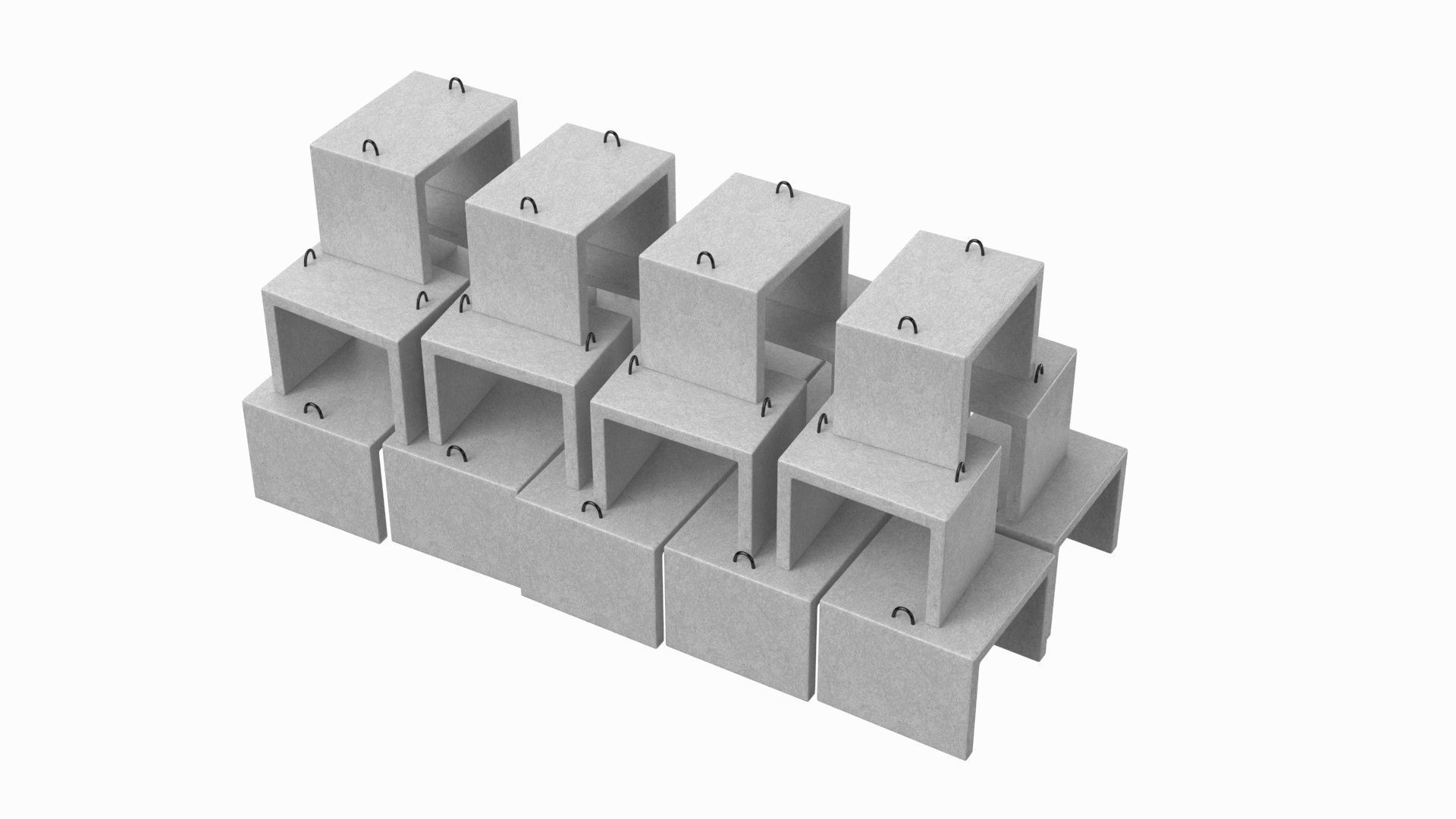 Stack Of Concrete Blocks 3D model_4