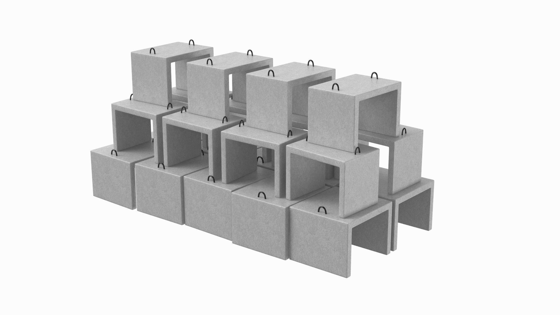 Stack Of Concrete Blocks 3D model_1