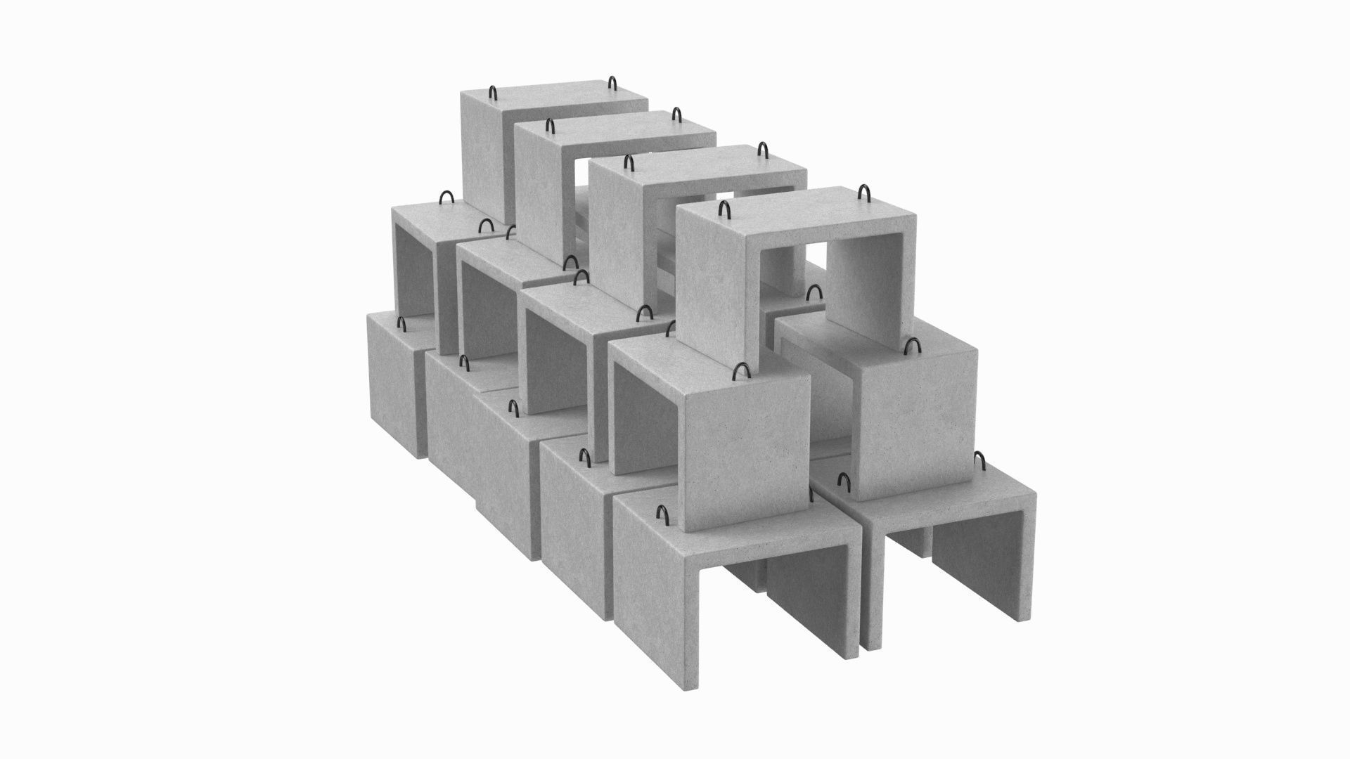 Stack Of Concrete Blocks 3D model_3