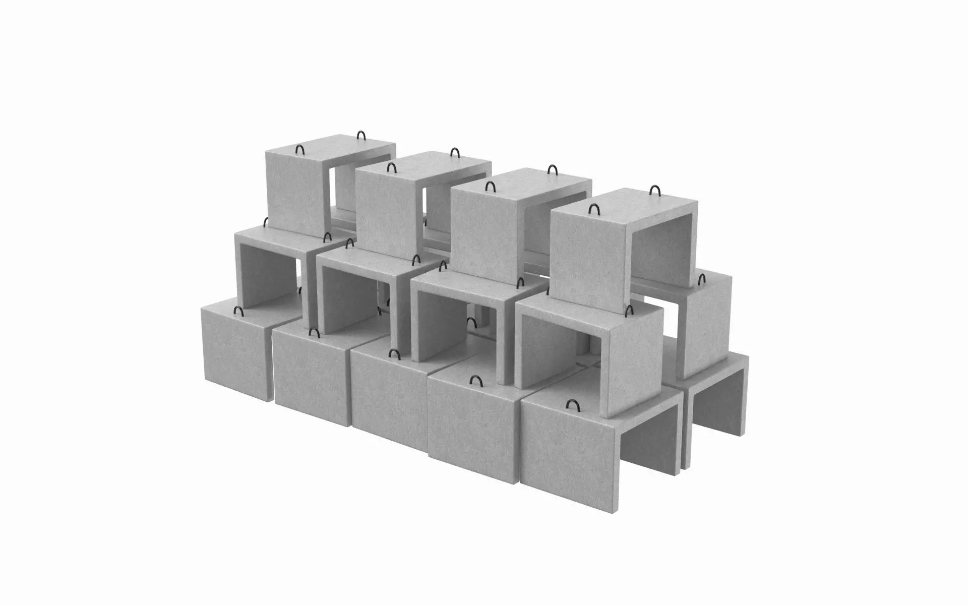 Stack Of Concrete Blocks 3D model_0