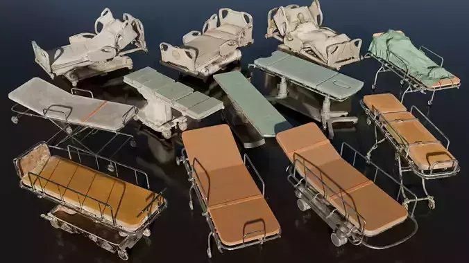 10 Abandoned Hospital Bed Asset Pack