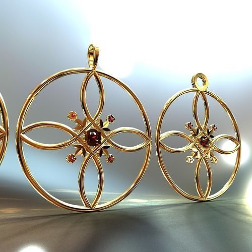Round Design Pendant Earring 3D print model
