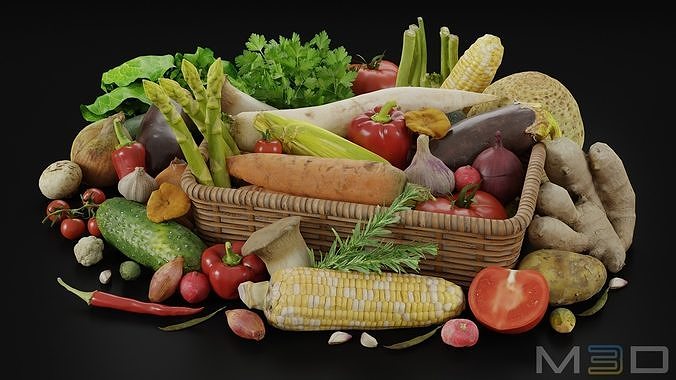 Fruit and Vegetable BUNDLE Low-poly 3D model 7