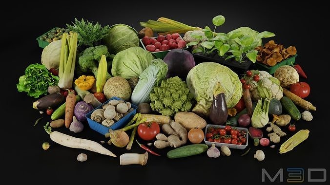 Fruit and Vegetable BUNDLE Low-poly 3D model 2