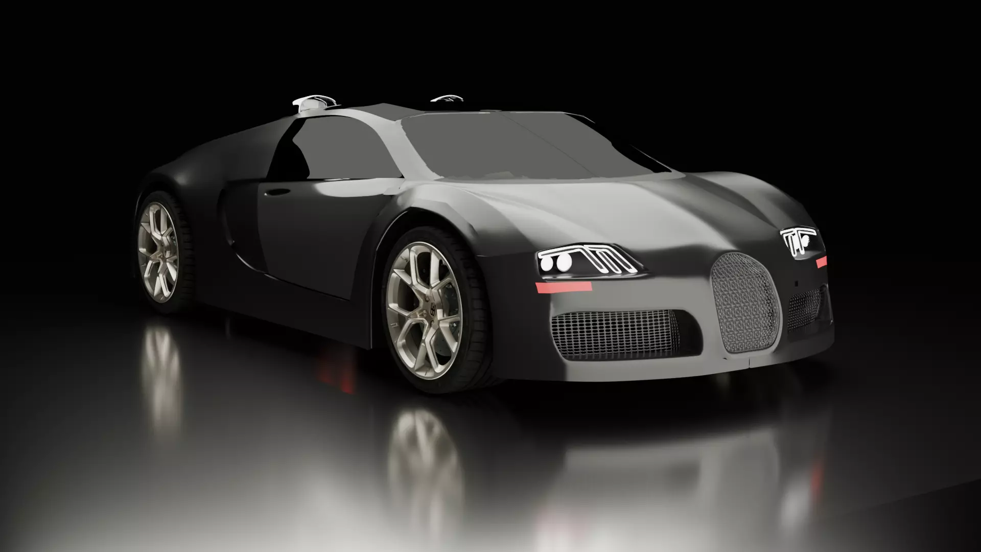 bugatti black Low-poly 3D model_0