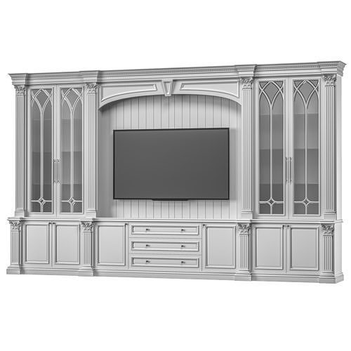 blk wood classical tv cabinet 006 3D model