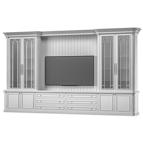 blk wood classical tv cabinet 003 3D model