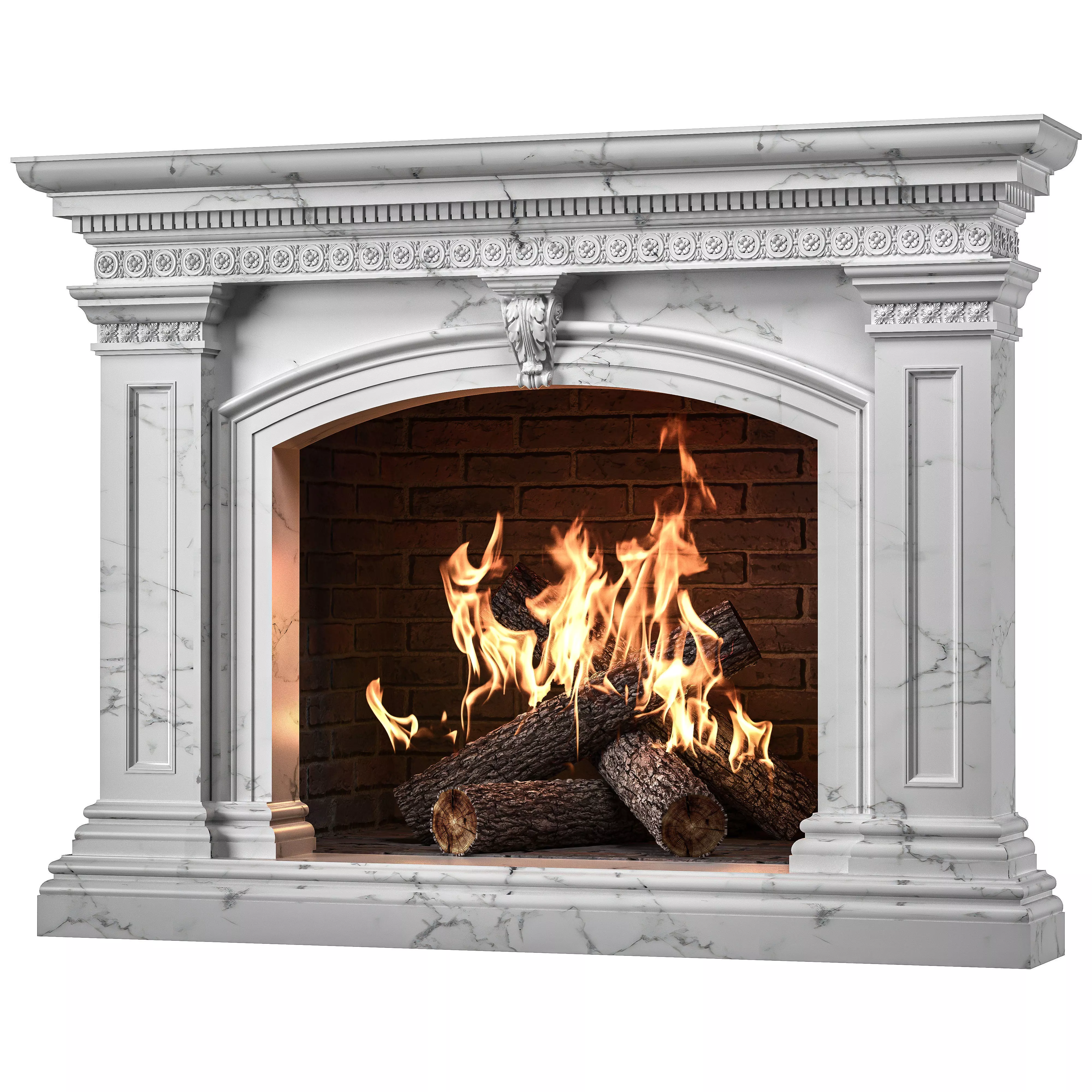 blk wood classical fireplace art 005 3D model_0