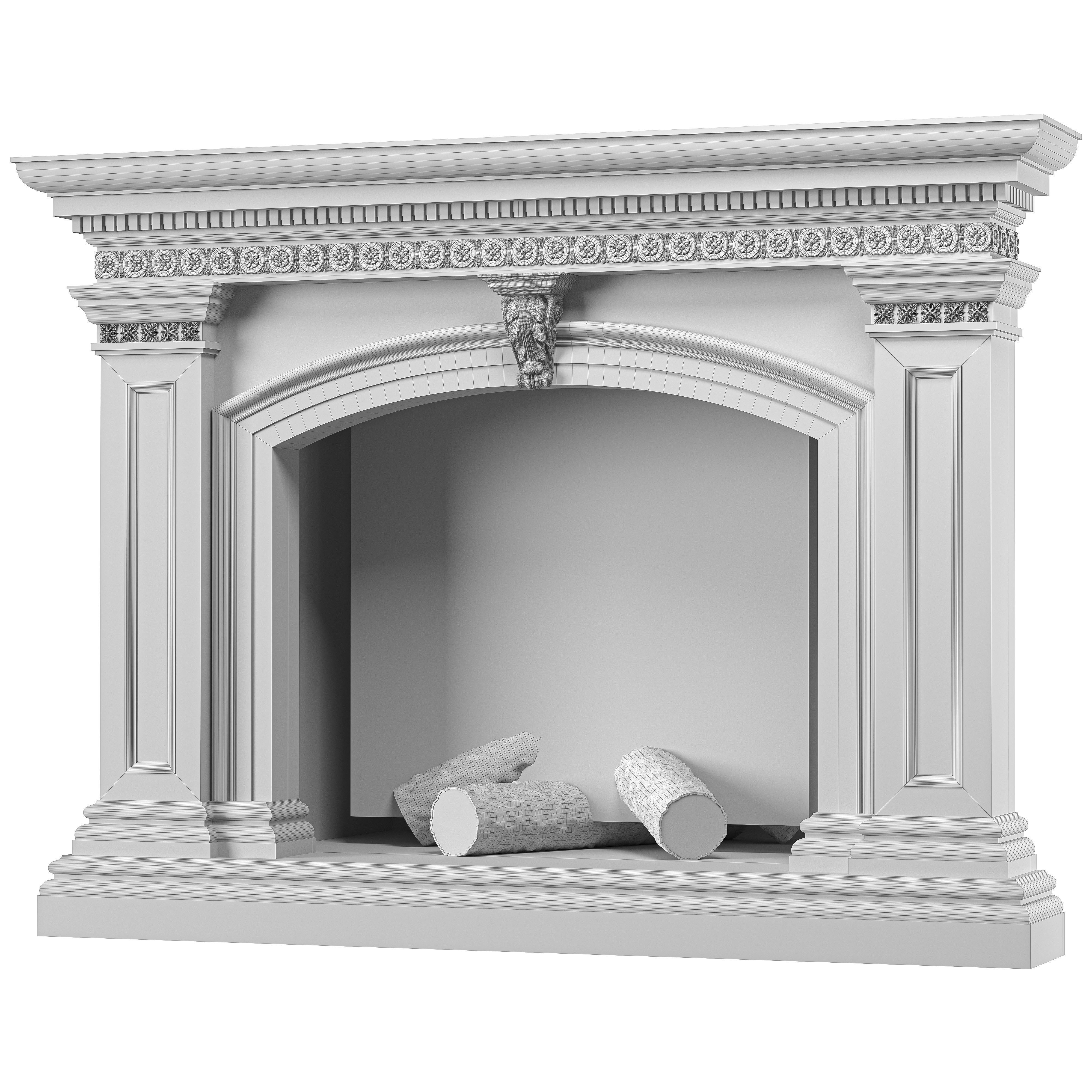 blk wood classical fireplace art 005 3D model_1