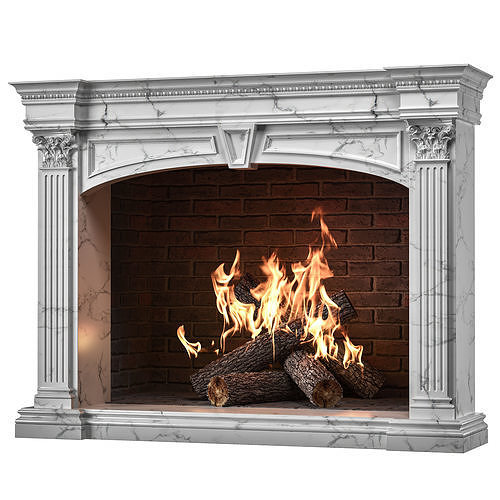 blk wood classical fireplace art 003 3D model