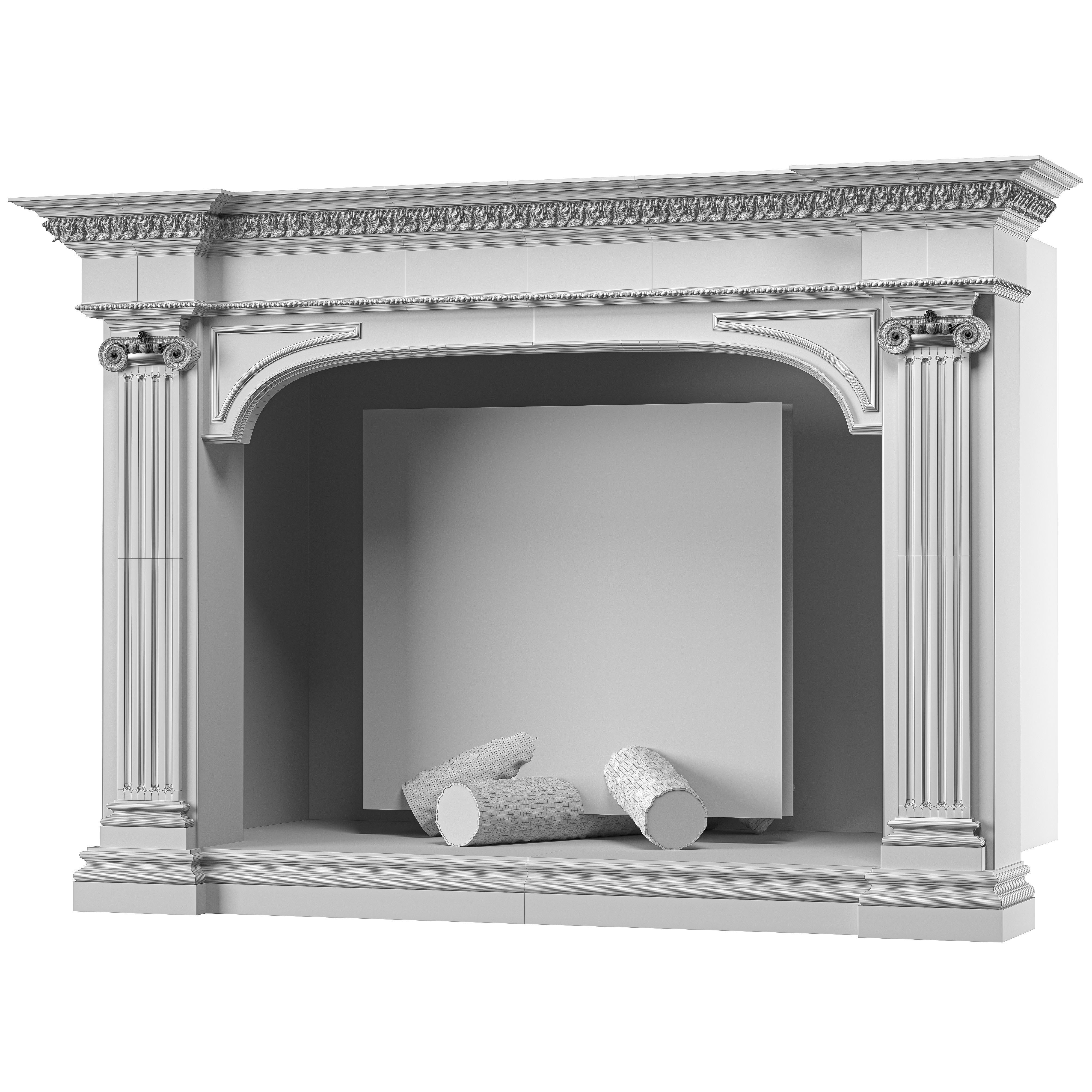 blk wood classical fireplace art 001 3D model_1