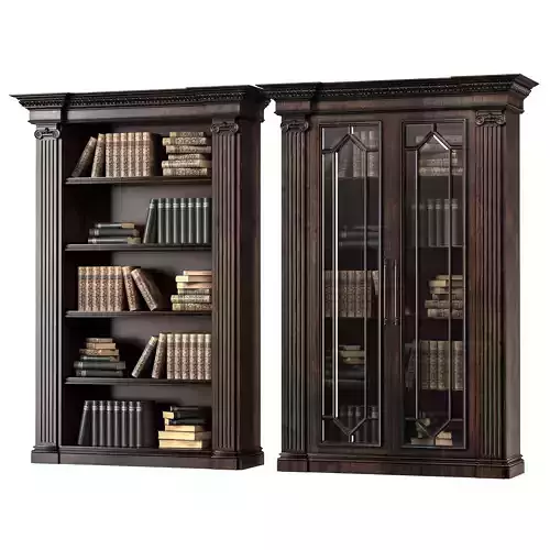 blk wood classical bookcase art 009