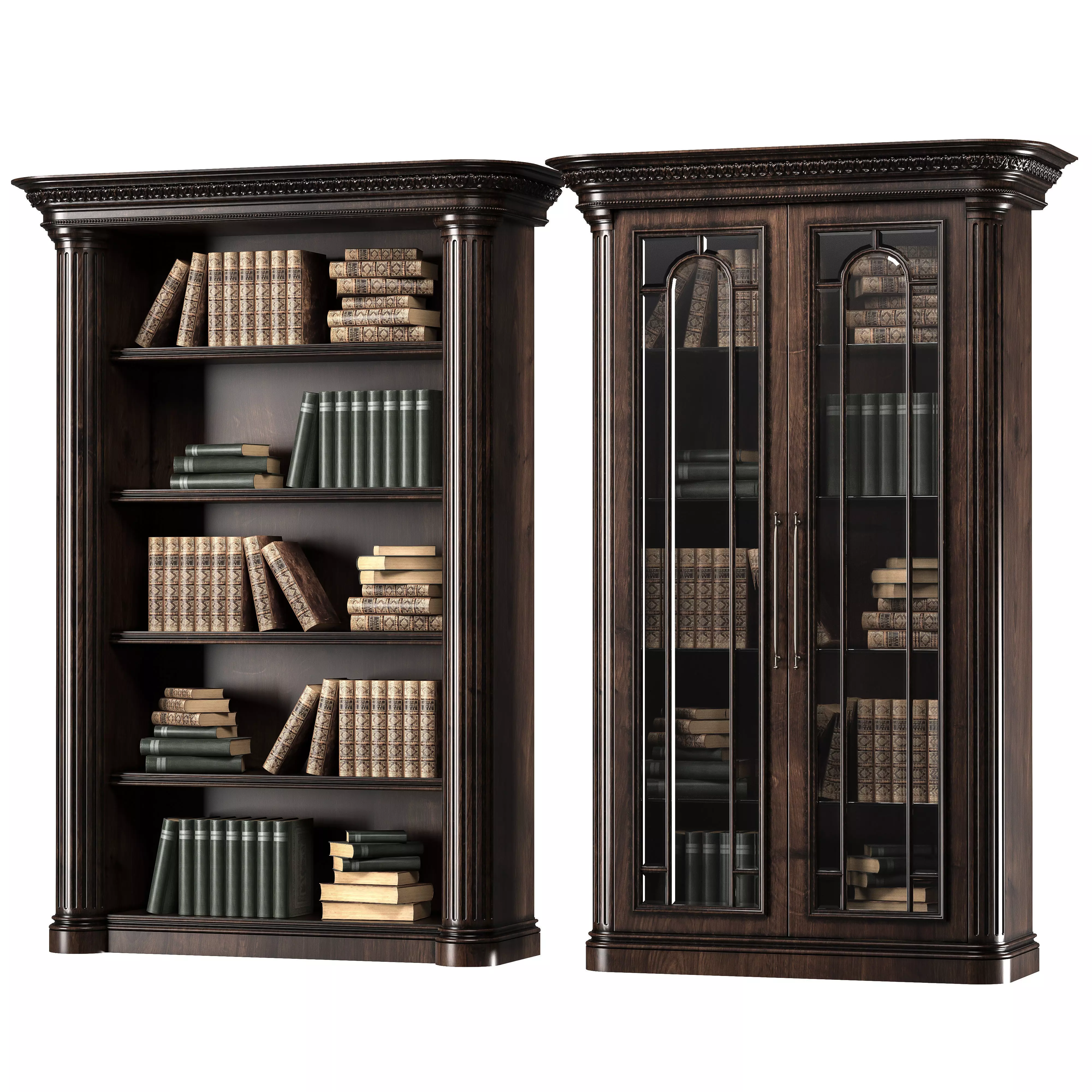 blk wood classical bookcase art 008 3D model_0