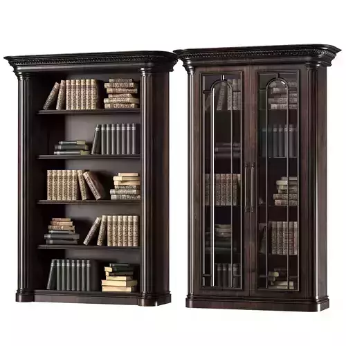 blk wood classical bookcase art 008