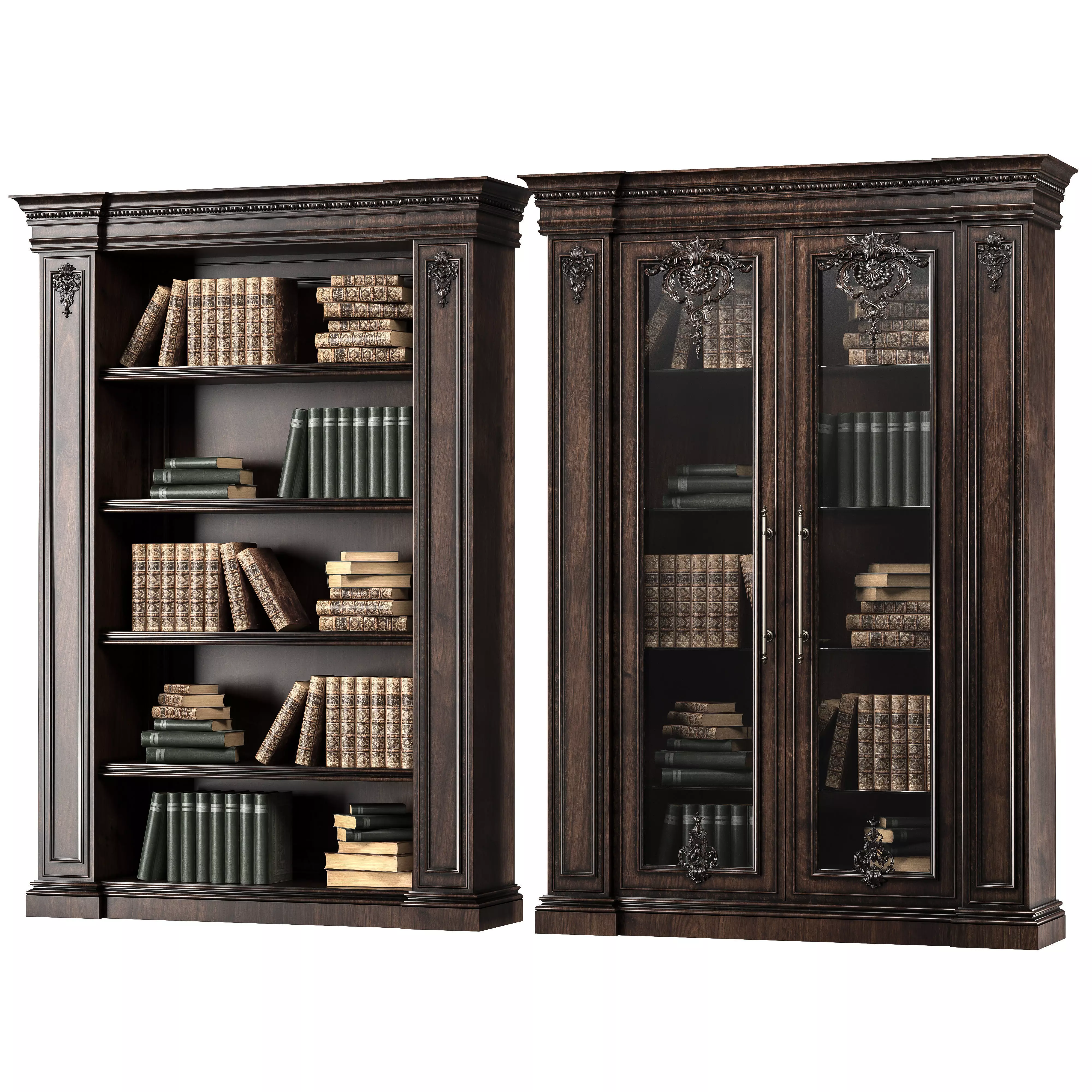 blk wood classical bookcase art 006 3D model_0