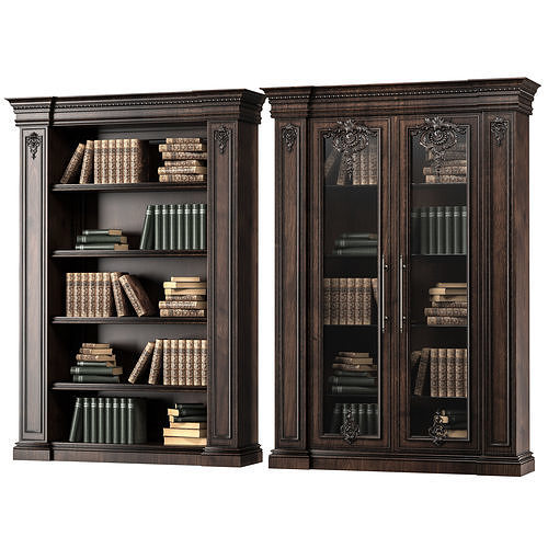 blk wood classical bookcase art 006 3D model