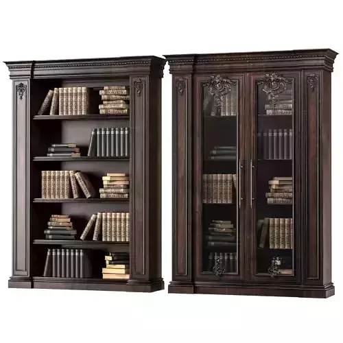 blk wood classical bookcase art 006