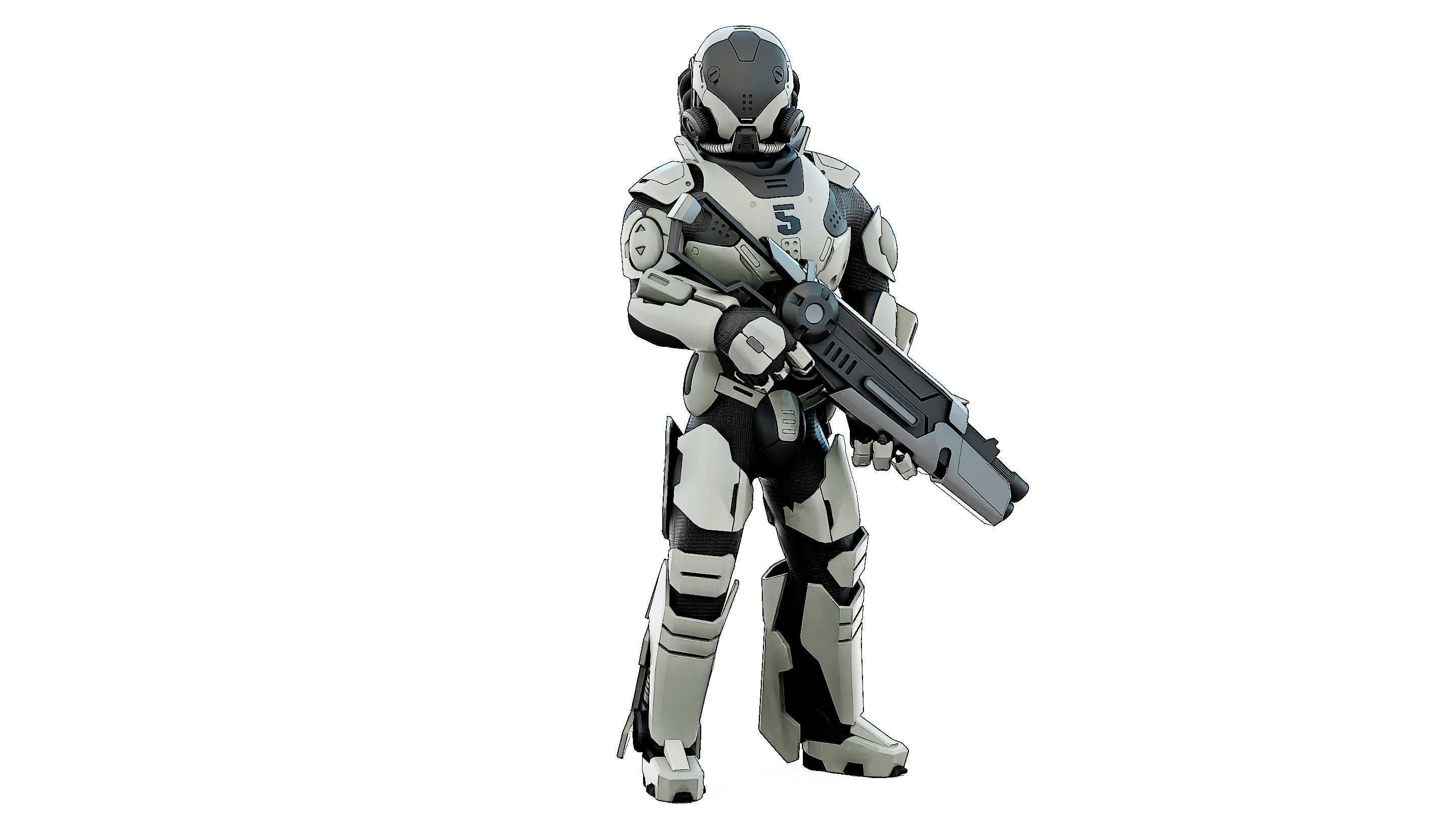 CYBORG SOLDIER RX-5 Rigged for Unreal Engine - Unity - MIXAMO 3D model_4