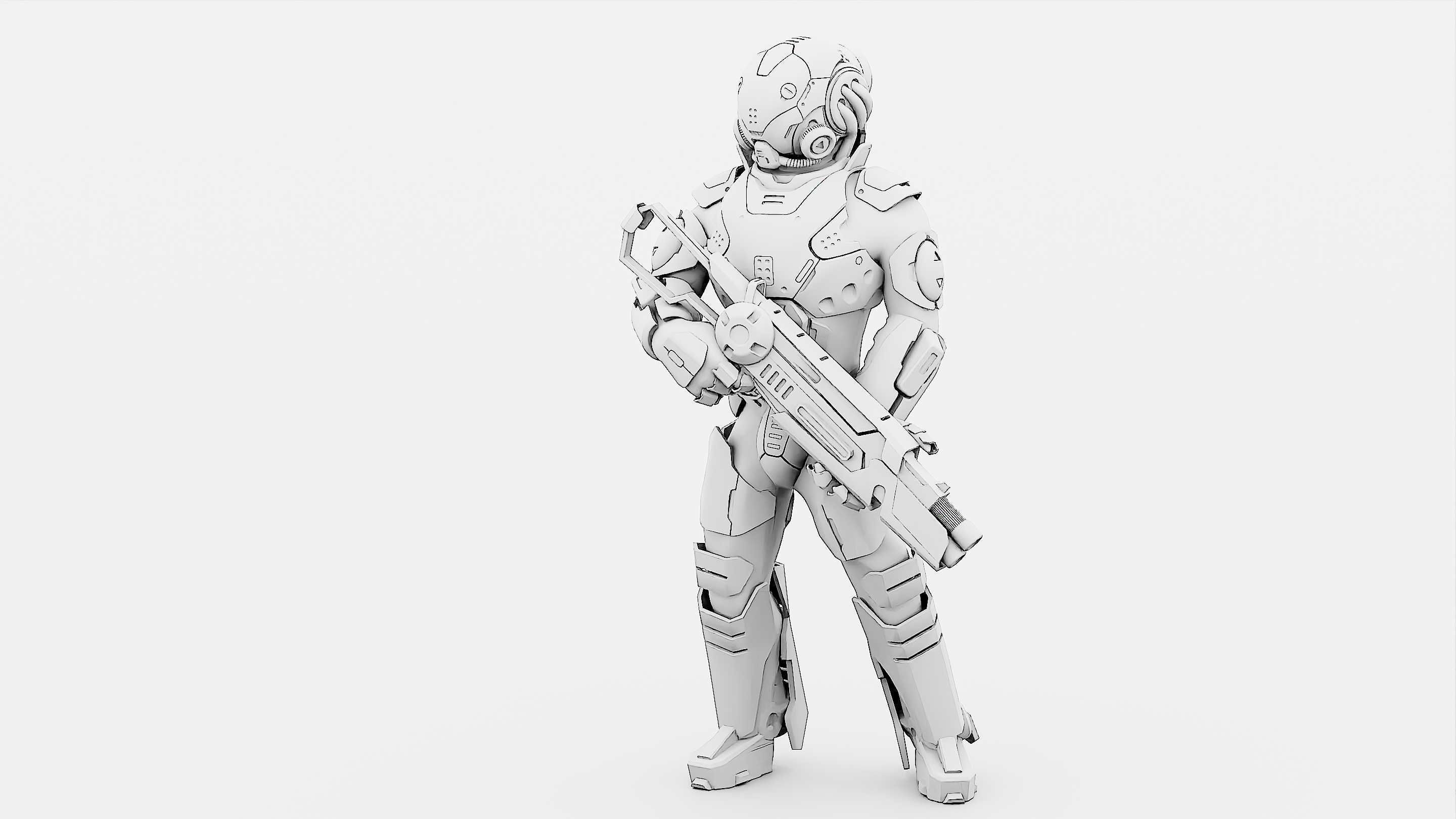 CYBORG SOLDIER RX-5 Rigged for Unreal Engine - Unity - MIXAMO 3D model_32