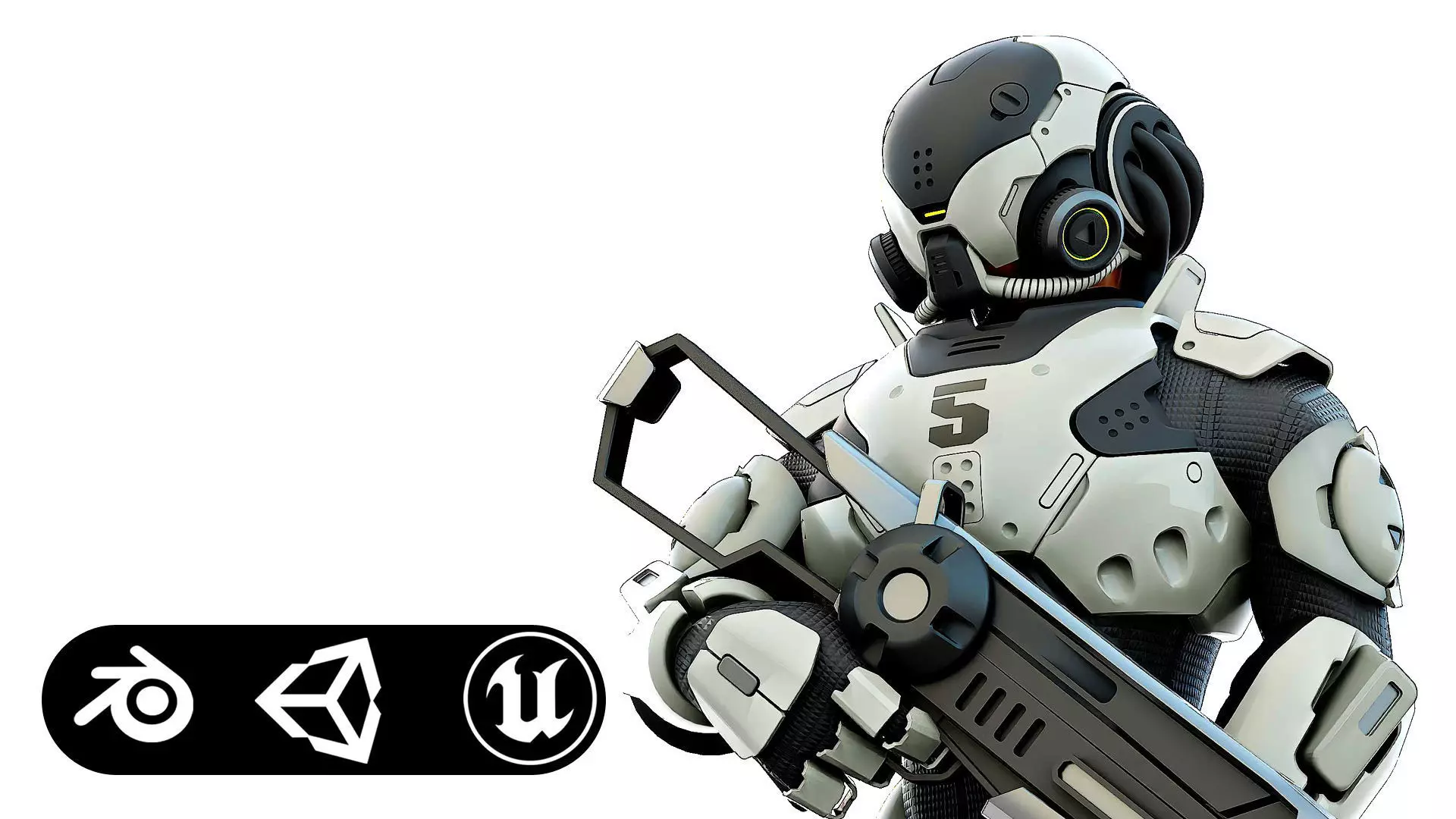CYBORG SOLDIER RX-5 Rigged for Unreal Engine - Unity - MIXAMO 3D model_0