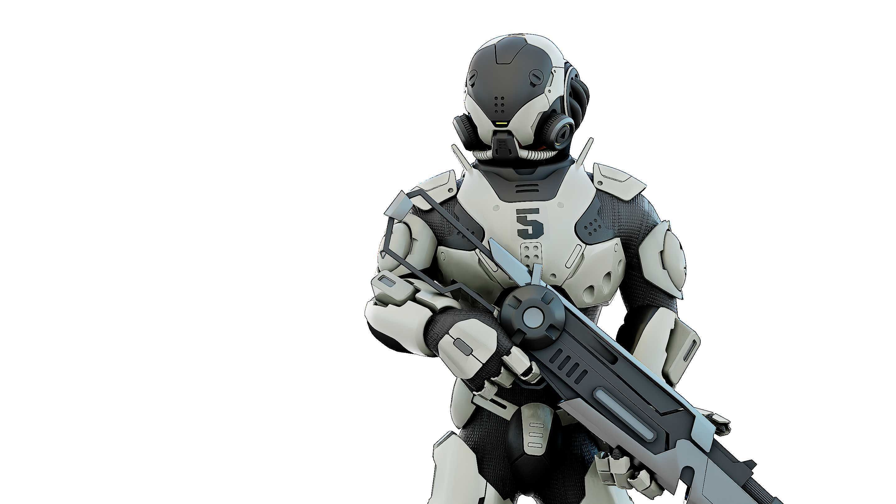 CYBORG SOLDIER RX-5 Rigged for Unreal Engine - Unity - MIXAMO 3D model_2