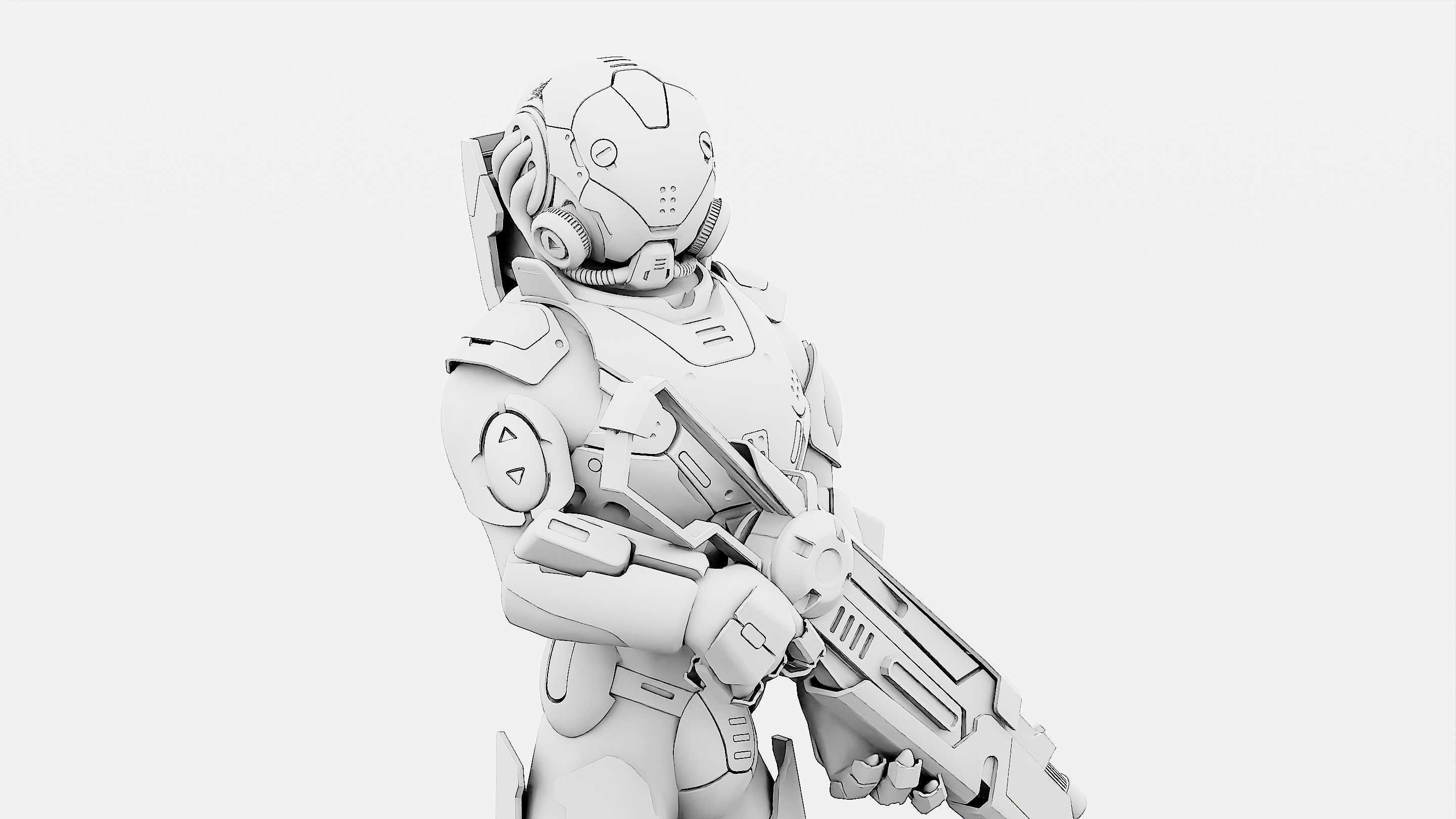 CYBORG SOLDIER RX-5 Rigged for Unreal Engine - Unity - MIXAMO 3D model_34