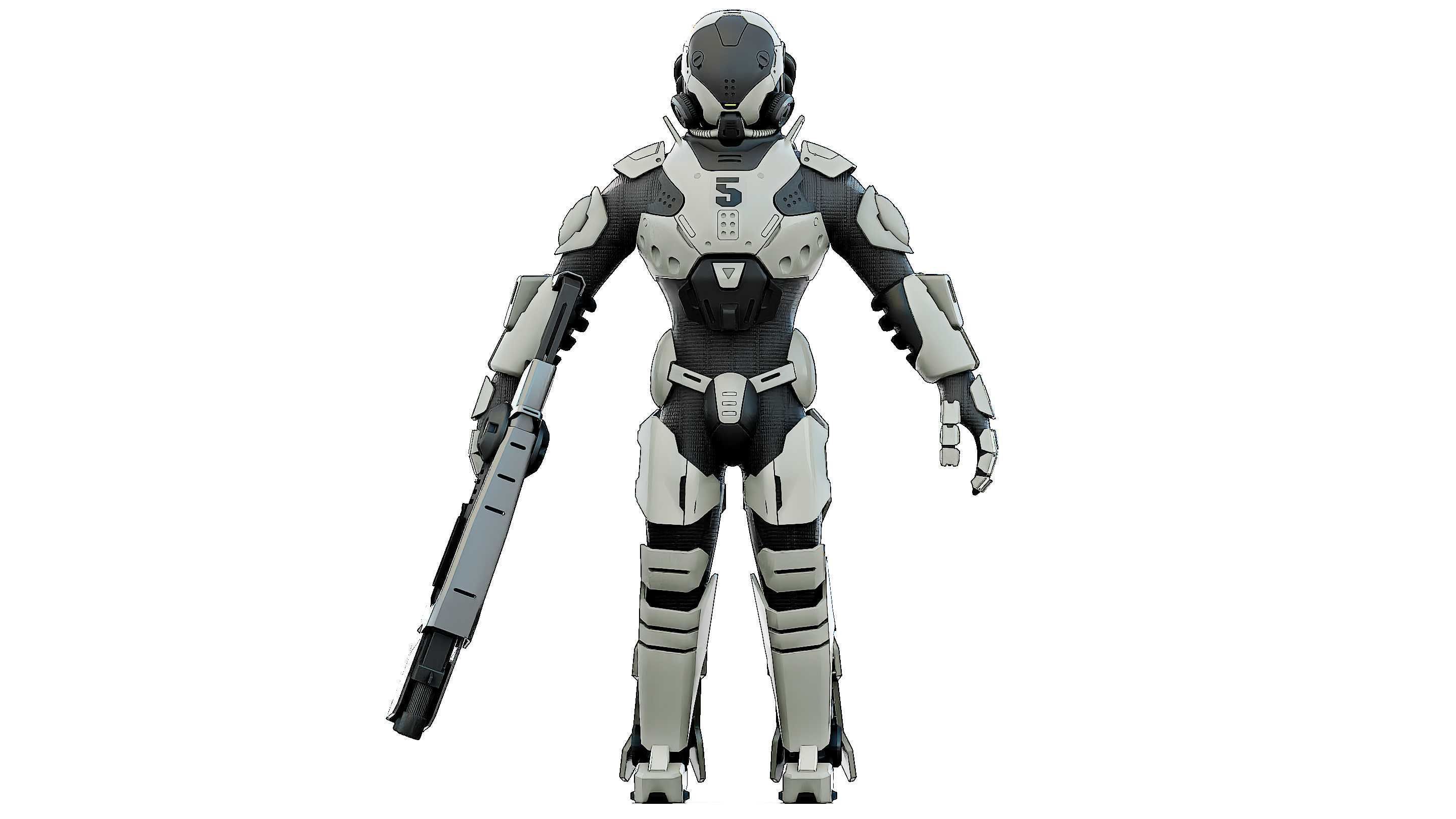 CYBORG SOLDIER RX-5 Rigged for Unreal Engine - Unity - MIXAMO 3D model_30