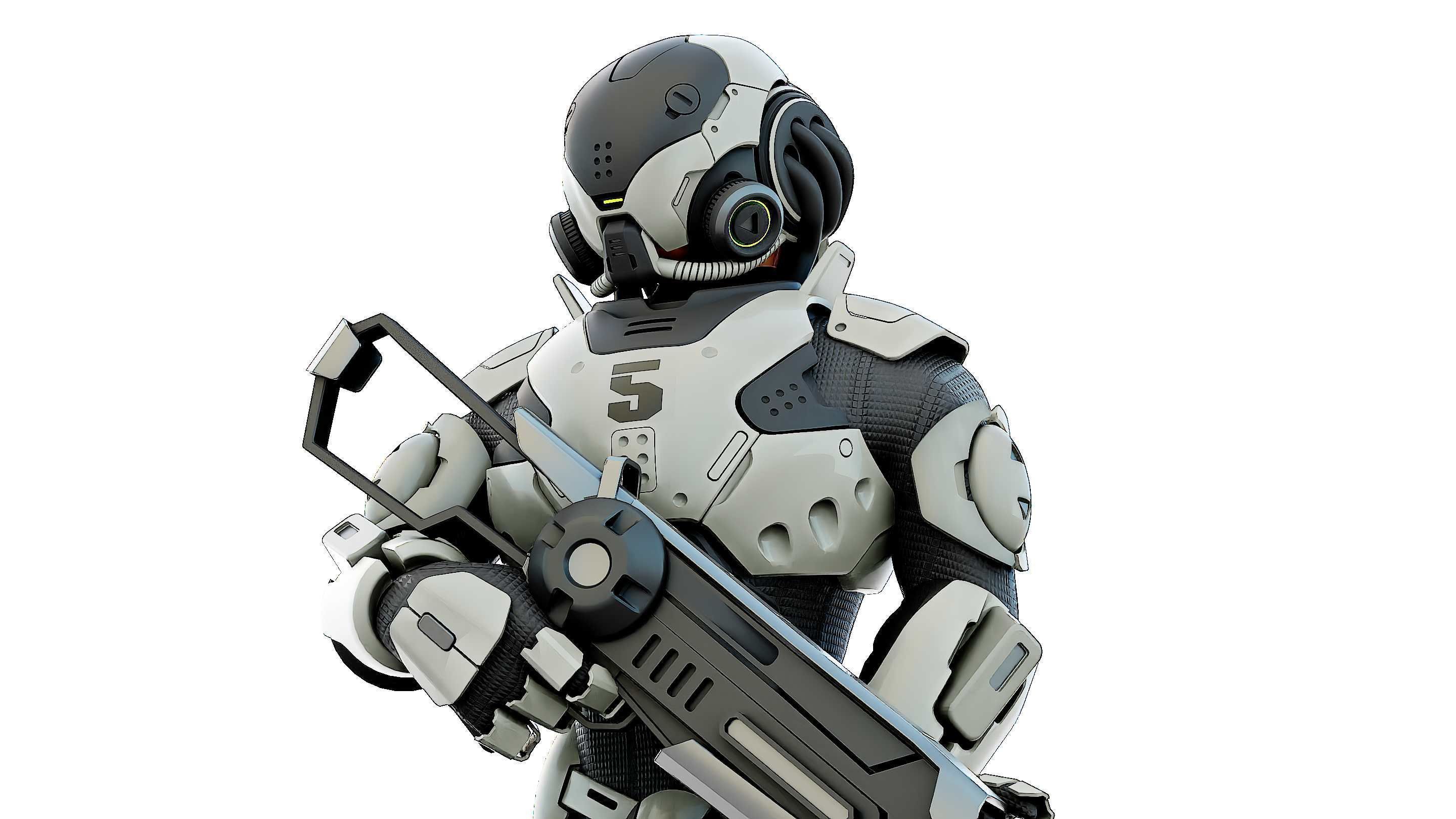 CYBORG SOLDIER RX-5 Rigged for Unreal Engine - Unity - MIXAMO 3D model_26