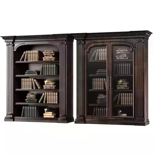 blk wood classical bookcase art 005