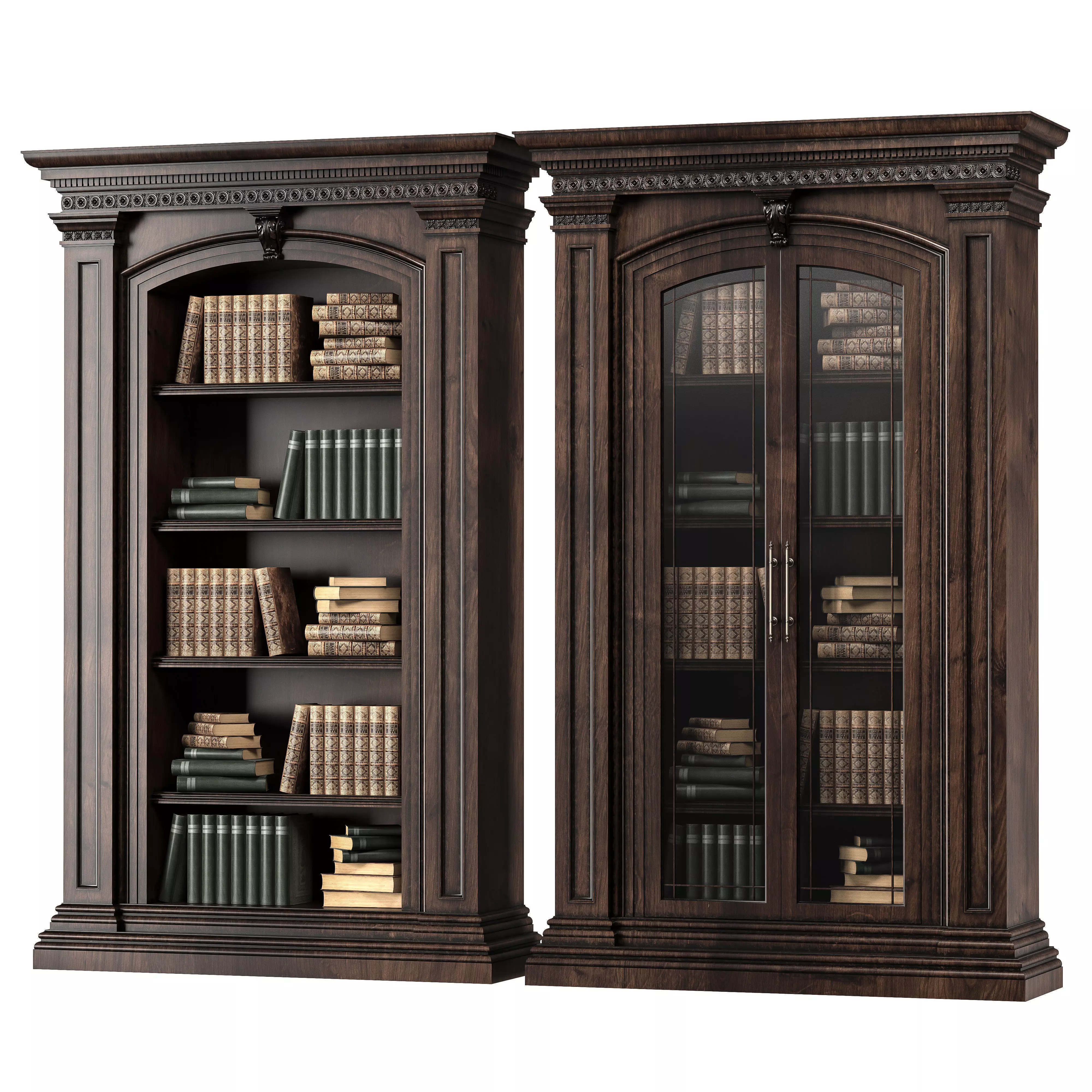 blk wood classical bookcase art 004 3D model_0