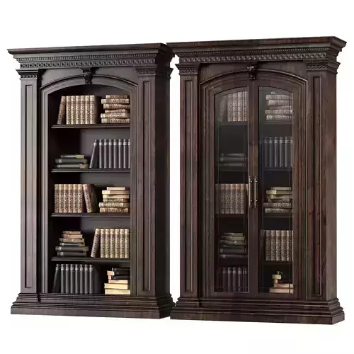 blk wood classical bookcase art 004