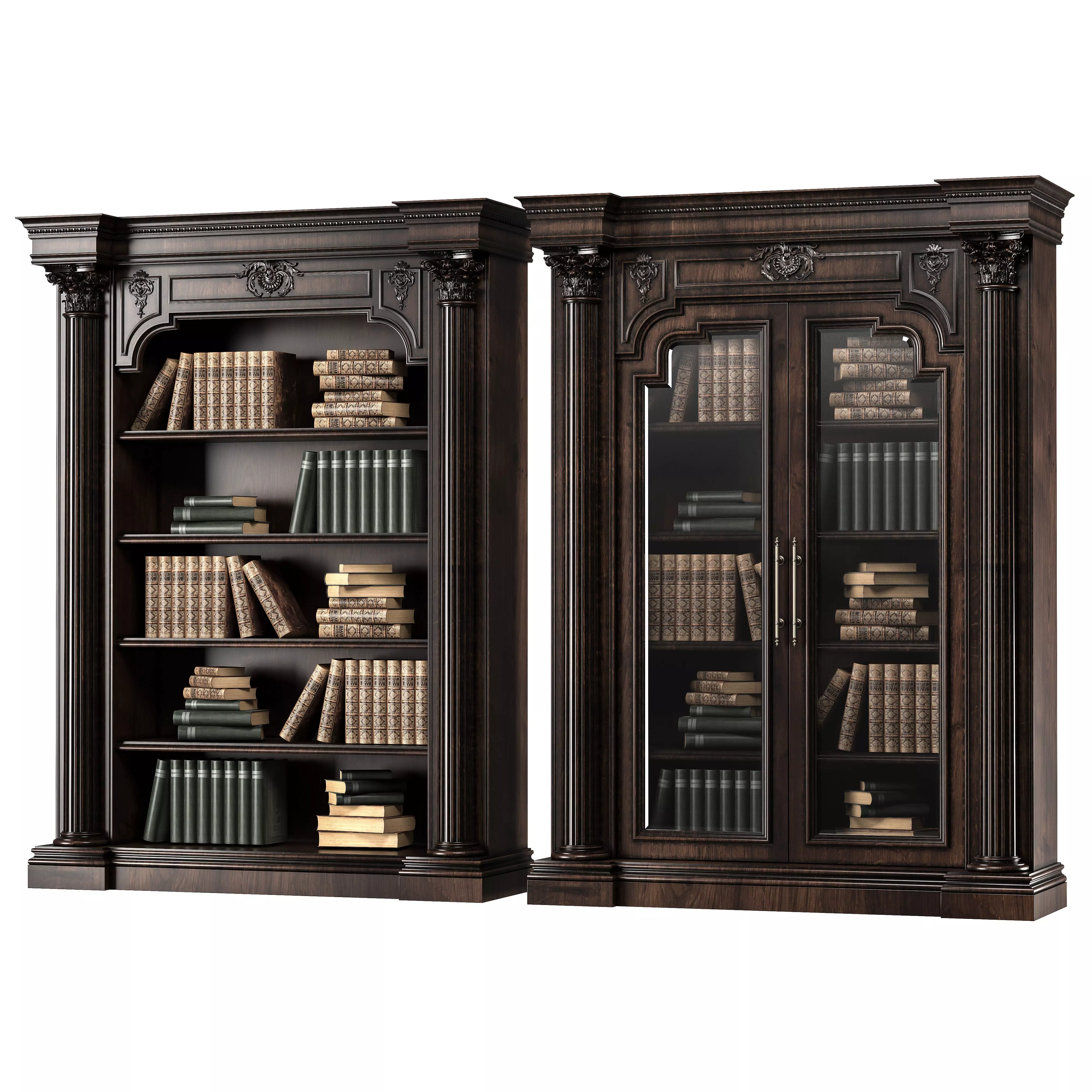 blk wood classical bookcase art 002 3D model_0