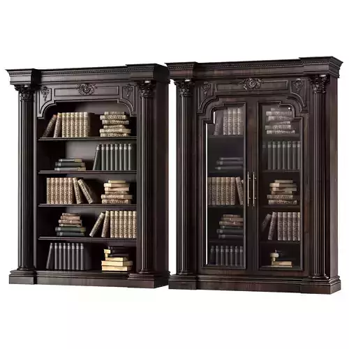 blk wood classical bookcase art 002