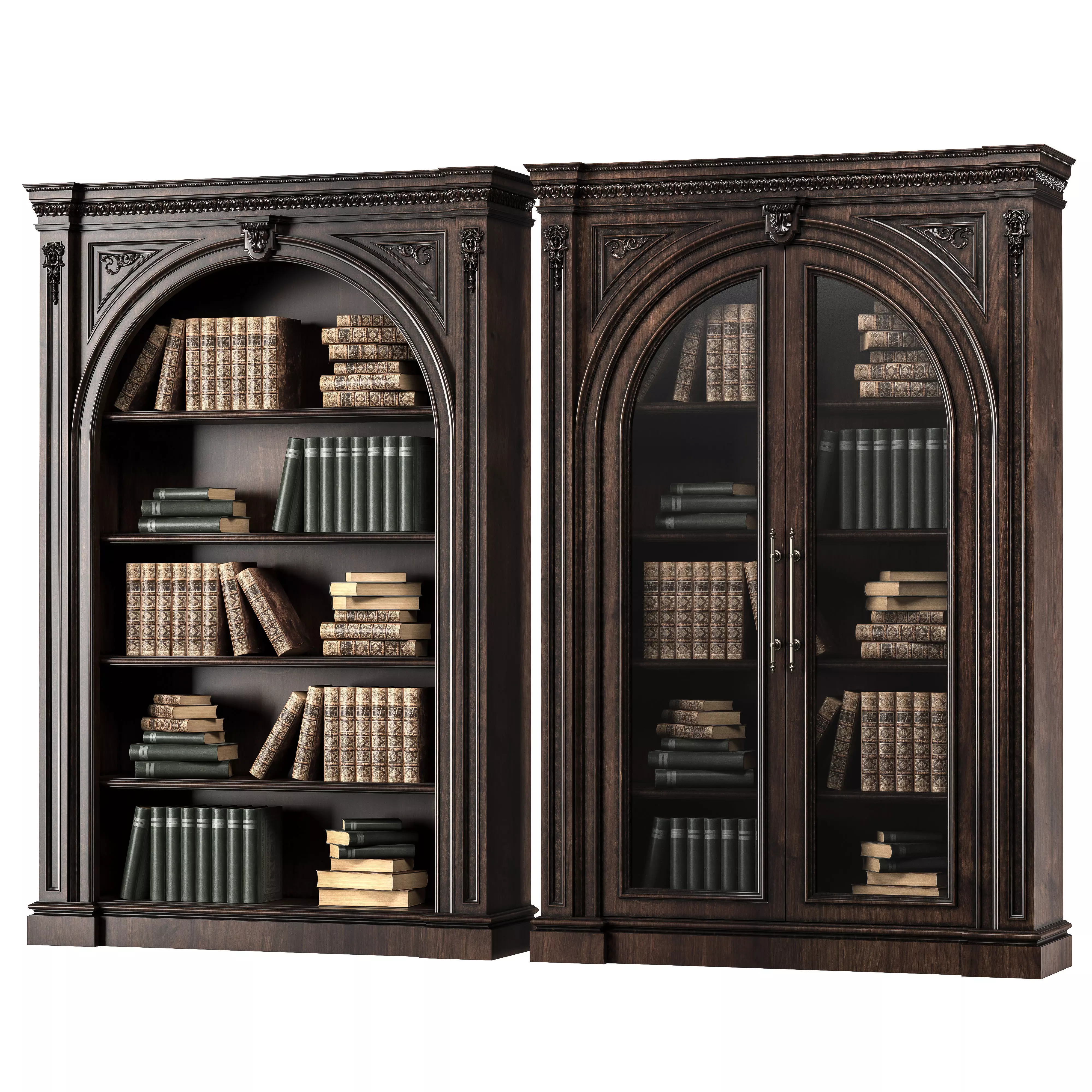 blk wood classical bookcase art 0014 3D model_0