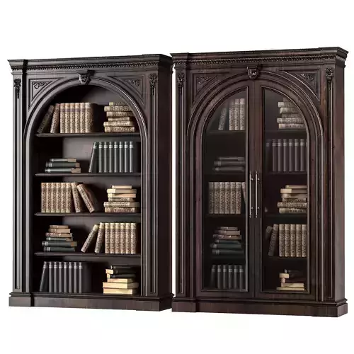 blk wood classical bookcase art 0014