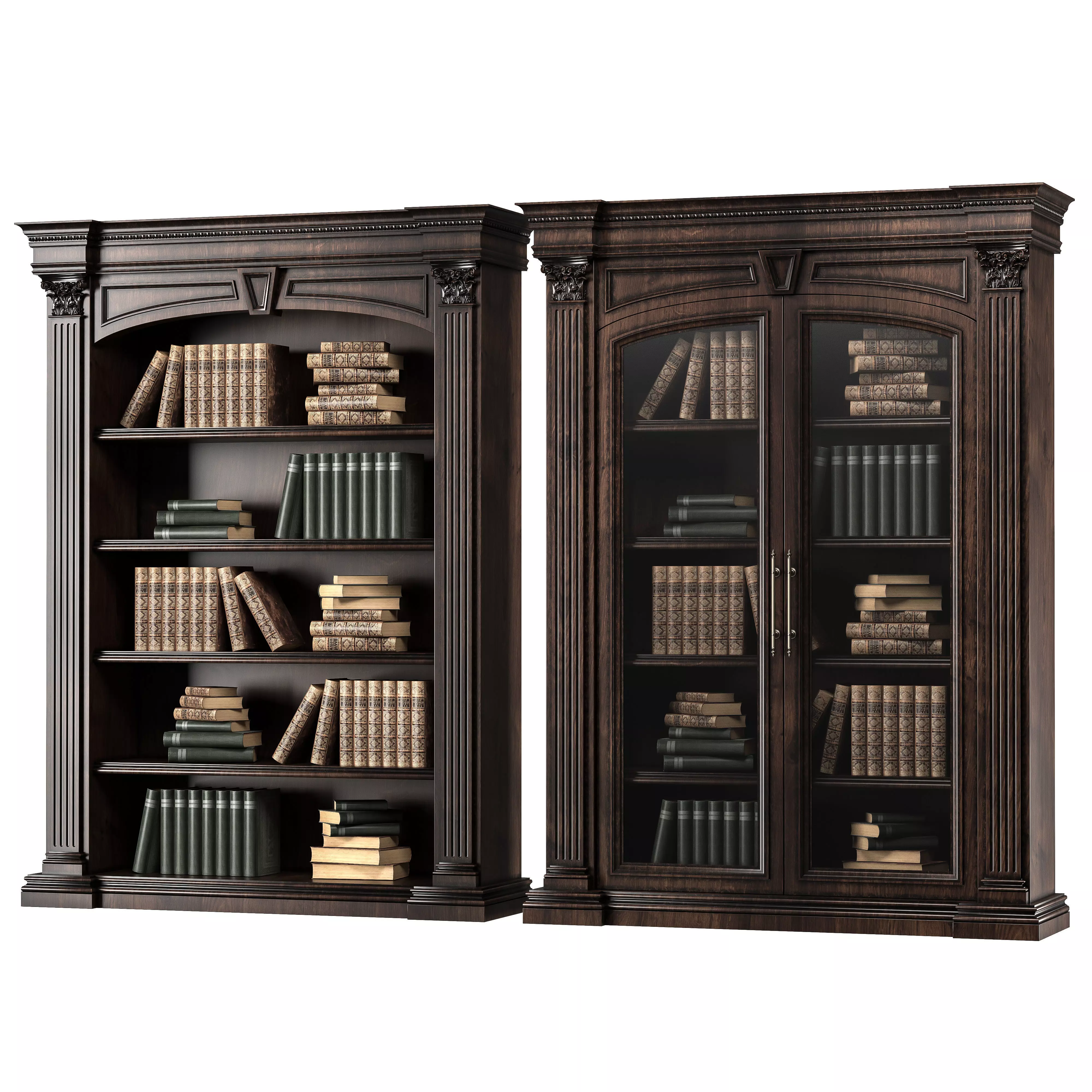 blk wood classical bookcase art 0013 3D model_0