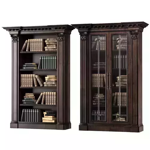 blk wood classical bookcase art 0012