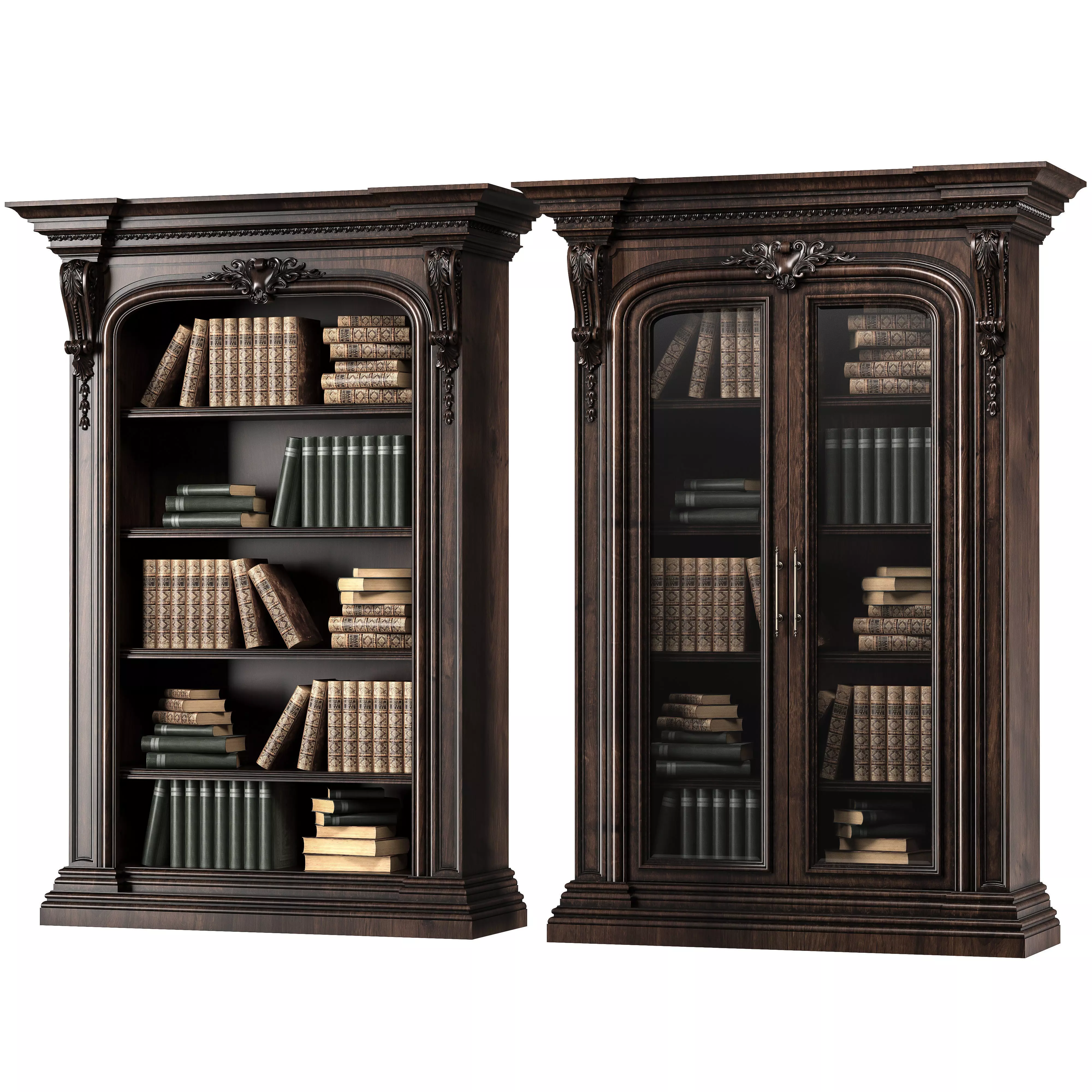 blk wood classical bookcase art 0011 3D model_0