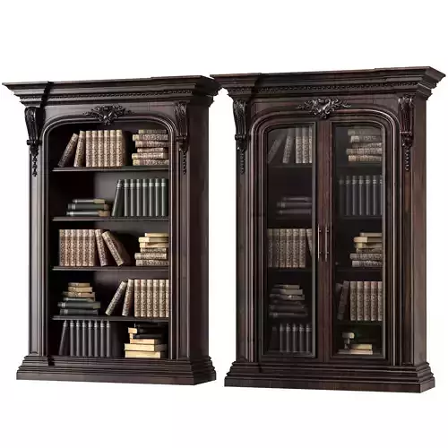 blk wood classical bookcase art 0011