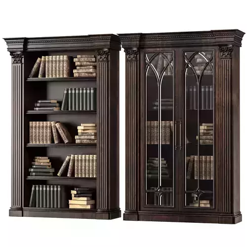 blk wood classical bookcase art 0010