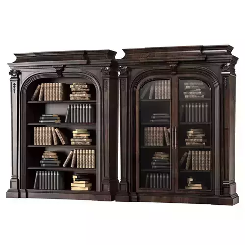 blk wood classical bookcase art 001