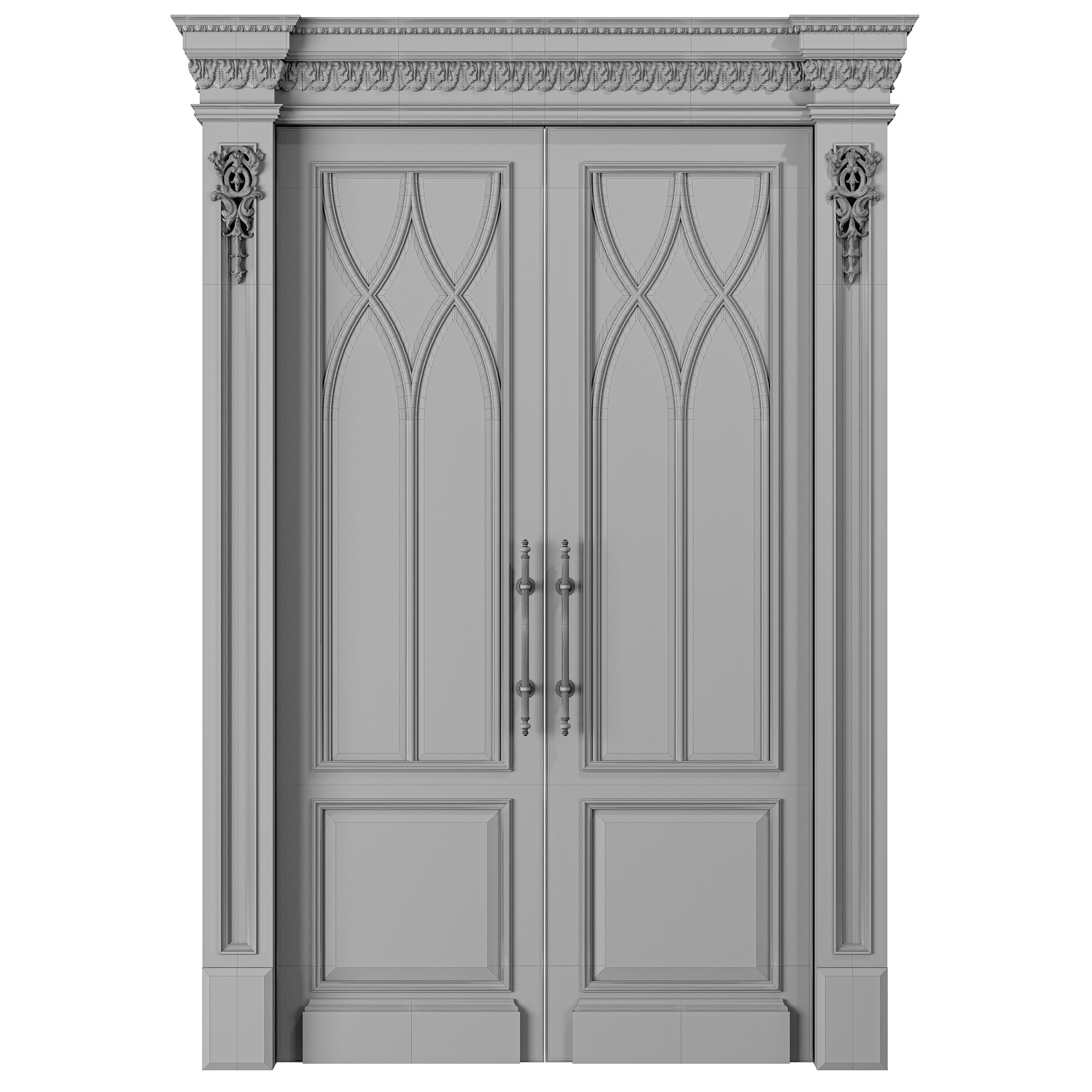 blk wood classcial door art 107 3D model_1