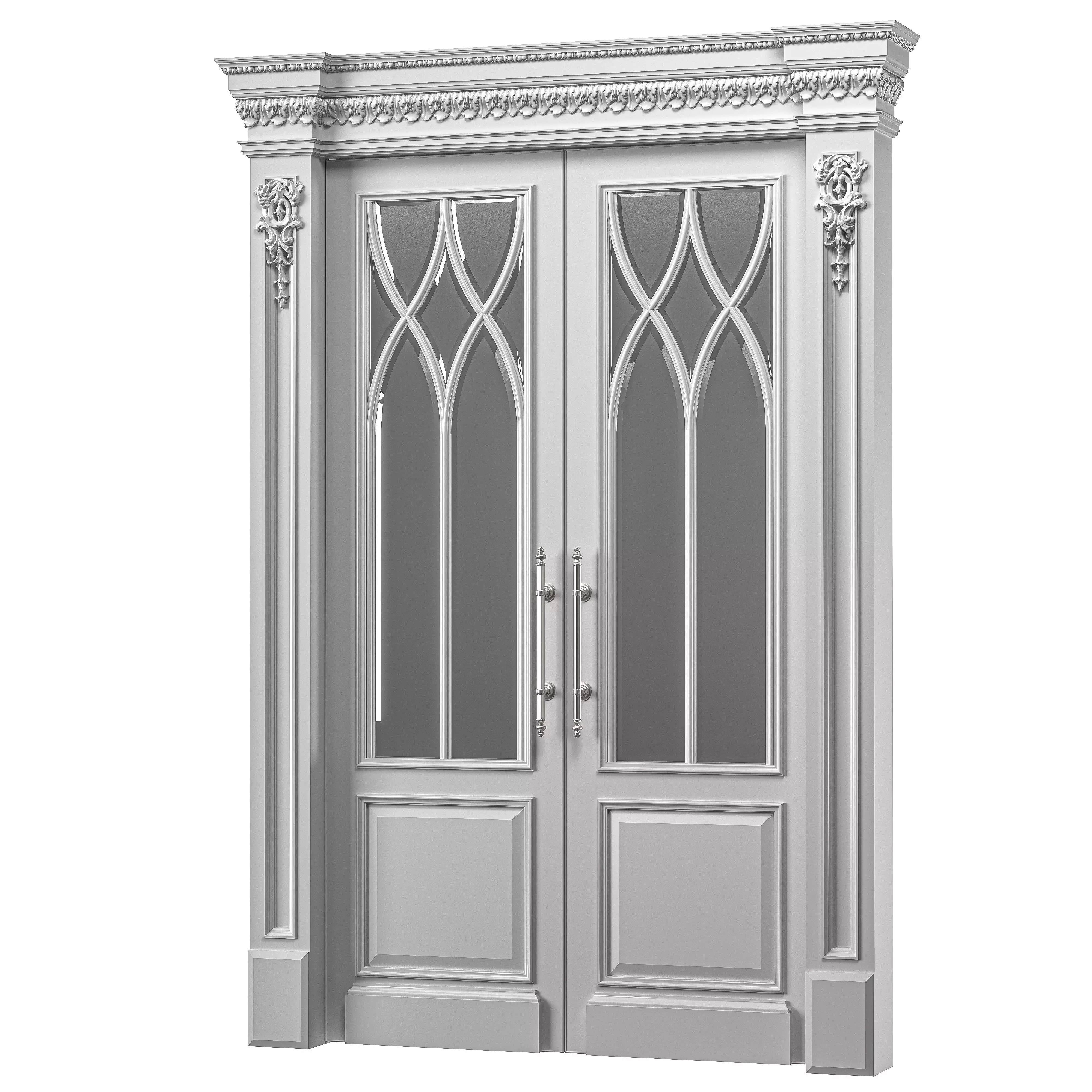 blk wood classcial door art 107 3D model_0