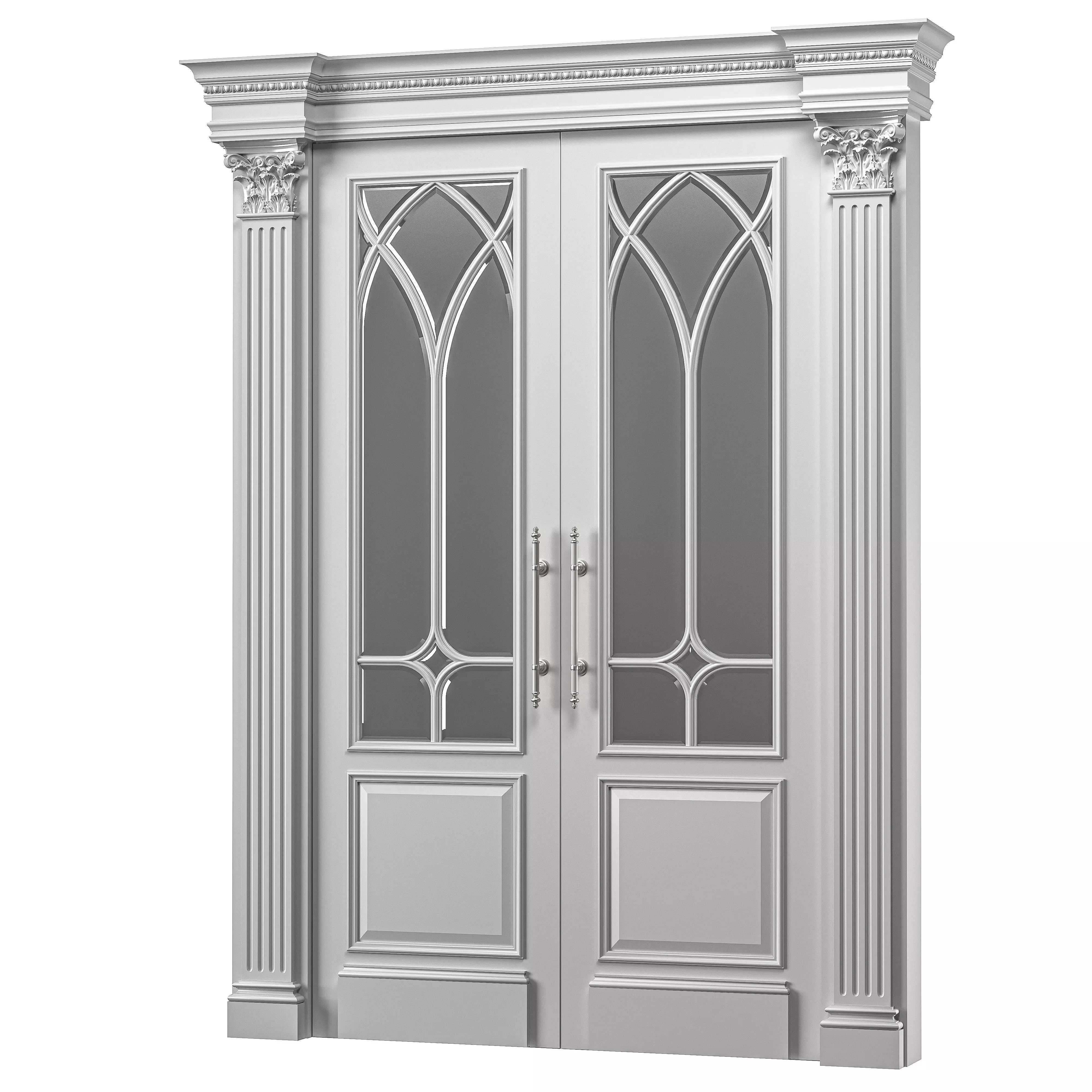 blk wood classcial door art 105 3D model_0