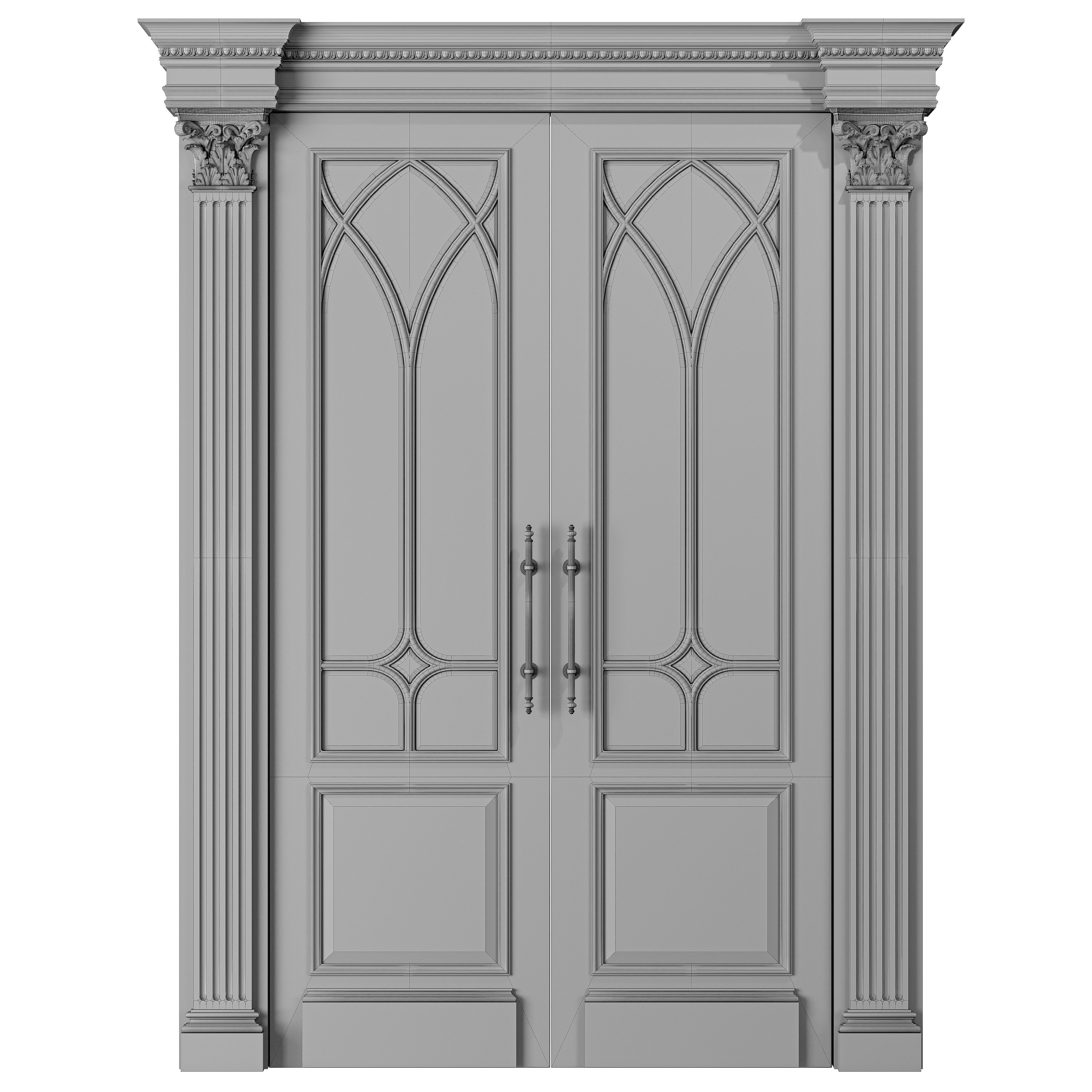 blk wood classcial door art 105 3D model_1